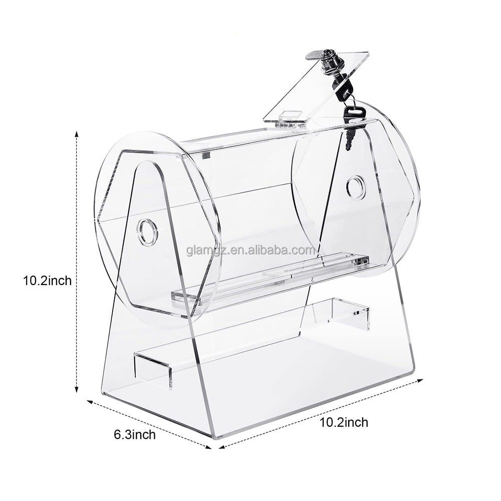 clear acrylic ticket /lottery spinning in kuwait. with size mentioned 