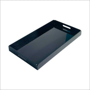 صينية تقديم أكريليك سوداء ‎40×20×4‎ سم بمقابض — للاستخدام المنزلي والمقاهي والفنادق في الكويت.