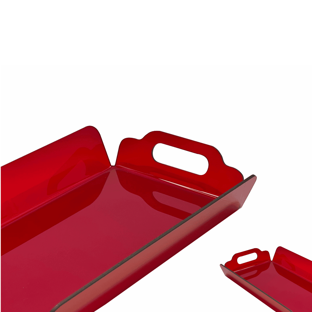 Red Acrylic Serving Tray with Handles – Elegant Plexiglass Gift Tray | صينية أكريليك حمراء بمقابض أنيقة للهدايا
