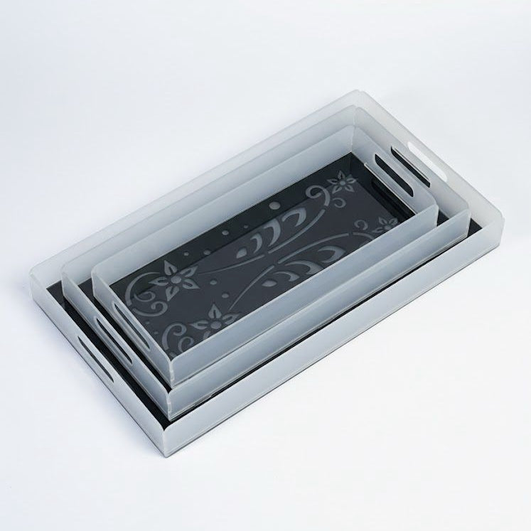 Frosted acrylic tray in Kuwait صينية أكريليك مطفية فاخرة للتقديم والتنظيم بالكويت