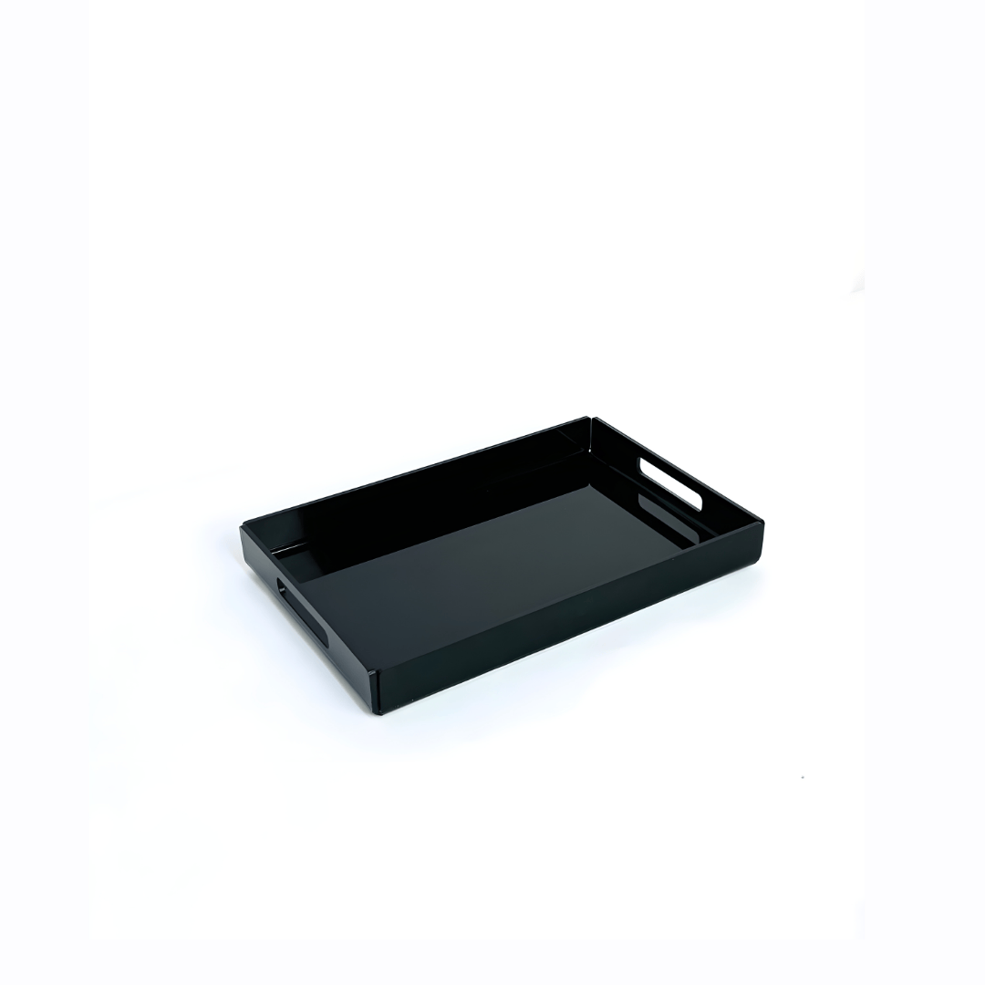 Bending Design Black Acrylic Tray with Side Handle