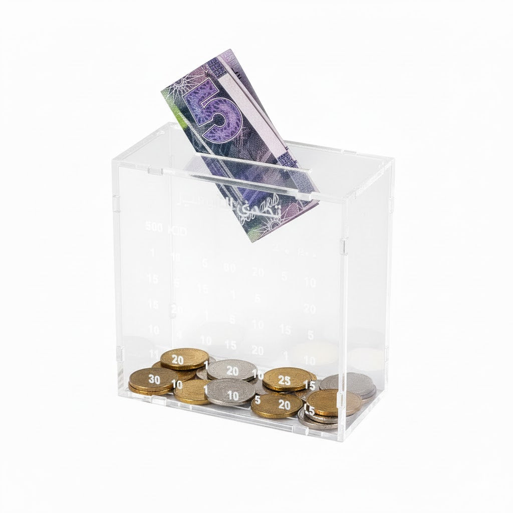 Aqrylic Money Box - 500 KD Saving Box- 10×10×5 cm